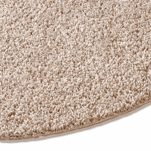 Shaggy Teppich | Flauschiger Langflor fürs Wohnzimmer, Esszimmer, Schlafzimmer oder Kinderzimmer | Beige Rund
